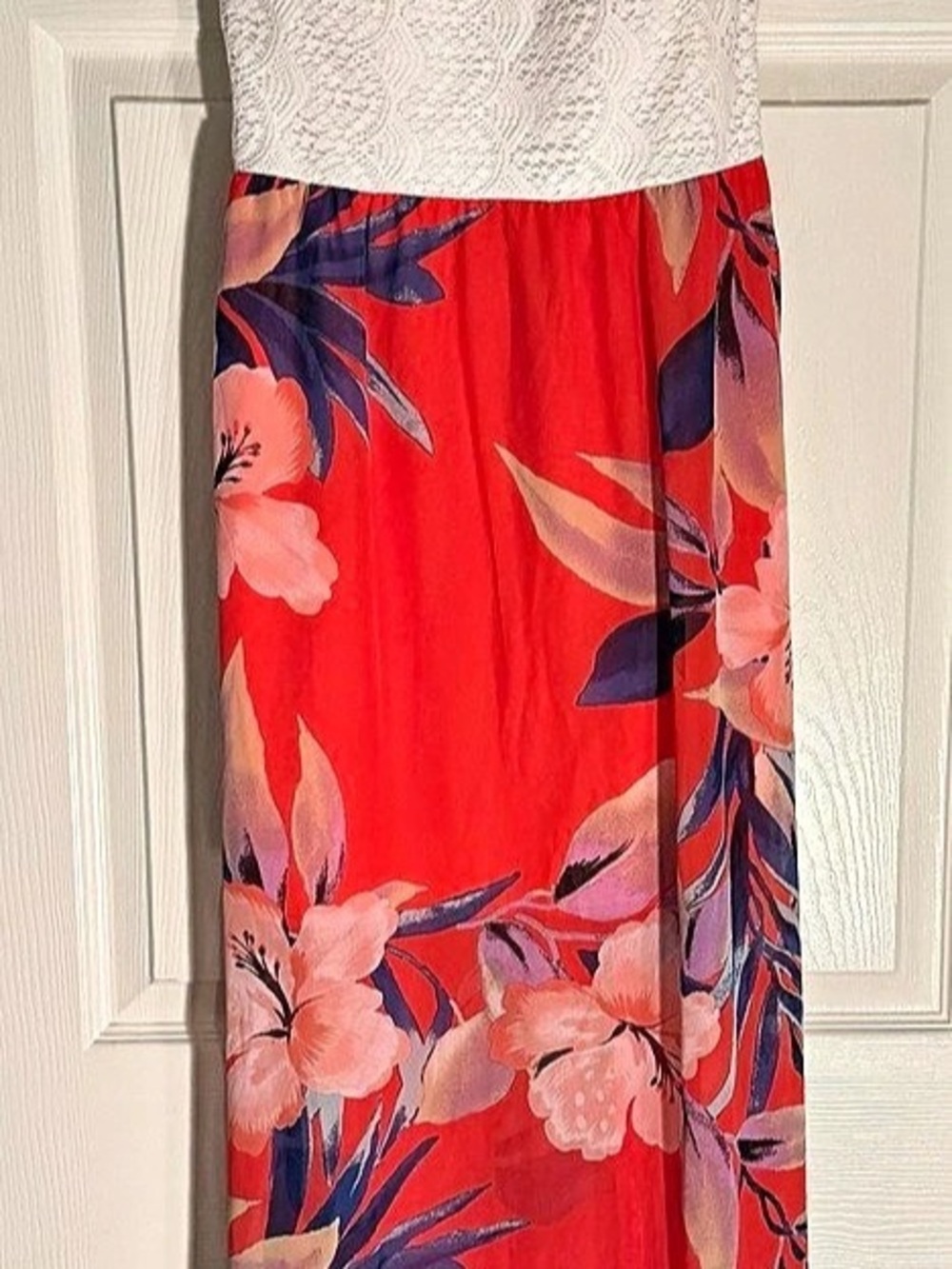 Emerald Sundae Floral Maxi Dress in Red & White Size XL